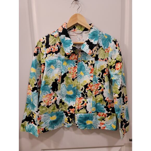 Erin London floral zip front abstract vintage jacket - Picture 1 of 9